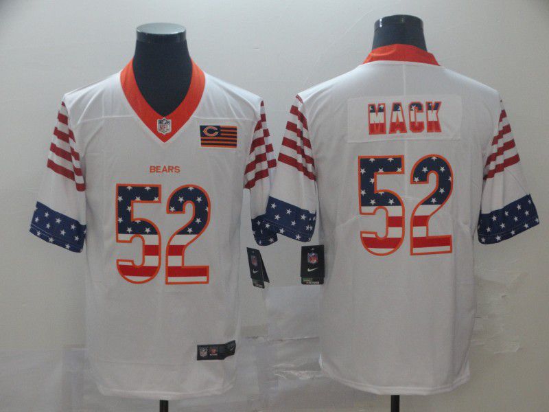 Men Chicago Bears #52 Mack White Retro USA Flag Nike NFL Jerseys